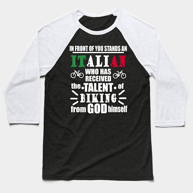 Italian Biking Downhill Cycling Gift Baseball T-Shirt by FindYourFavouriteDesign